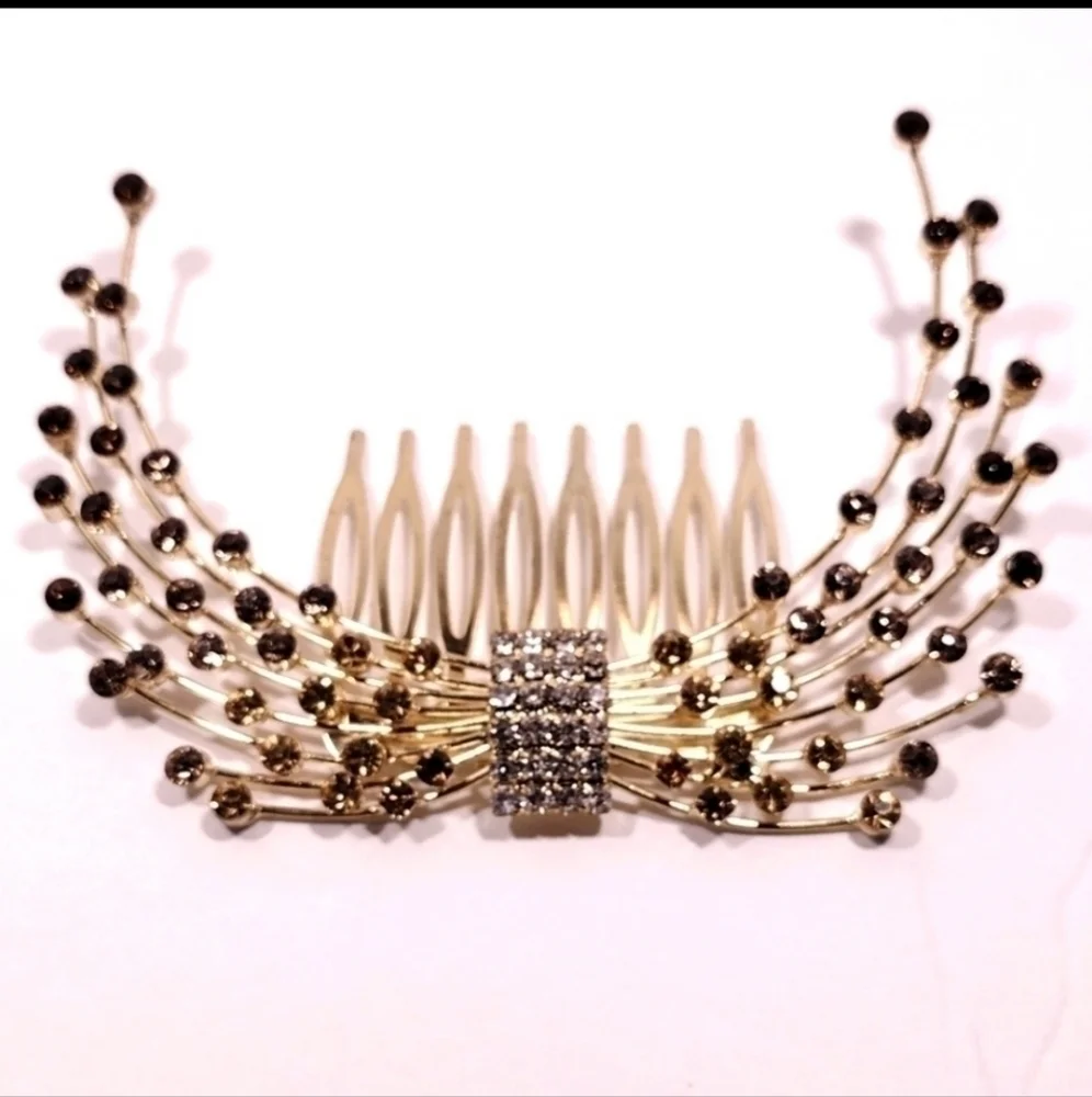 Amber Crystal Hair Comb NWOT